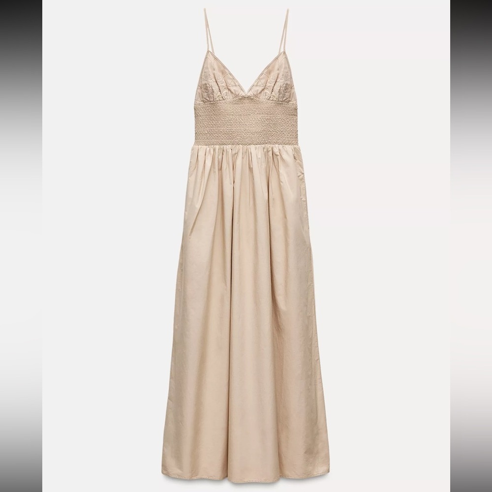 ZARA EMBROIDERED GABARDINE DRESS